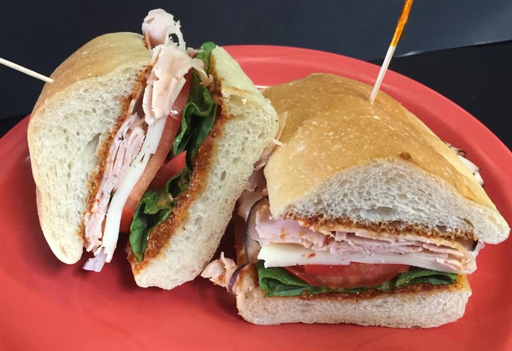 The North Beach Special: honey turkey, mozzarella, and sun-dried tomato pesto