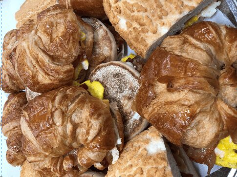 Fresh croissants and pastries from the case
