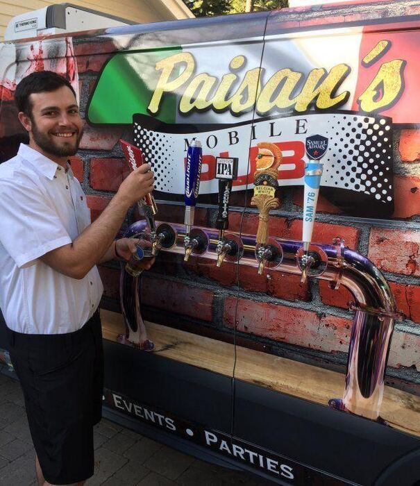 Paisan's Mobile Pub trailer with taps